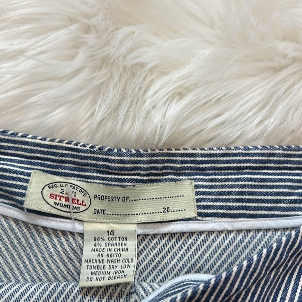 Anthropologie Sitwell Navy & White Stripe A-Line Skirt - Picture 3 of 4